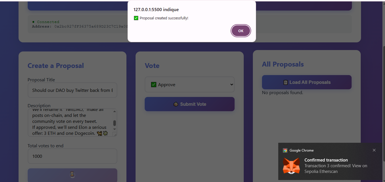 Proposal DApp Homepage