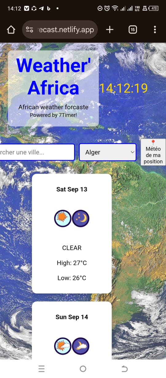 Weather Africa Mobile Responsive View