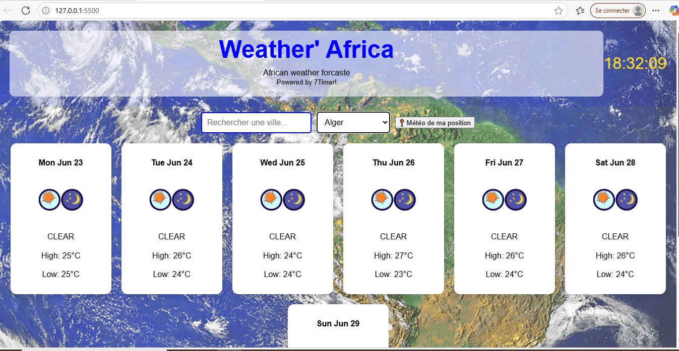 Weather Africa Home Interface